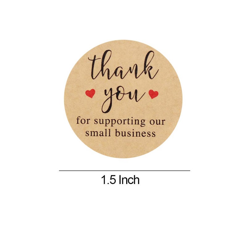 YOGET 1.5'' Thank You for Supporting Our Small Business, Kraft Paper Thank You Stickers, 500 Labels Per Roll - Image 5